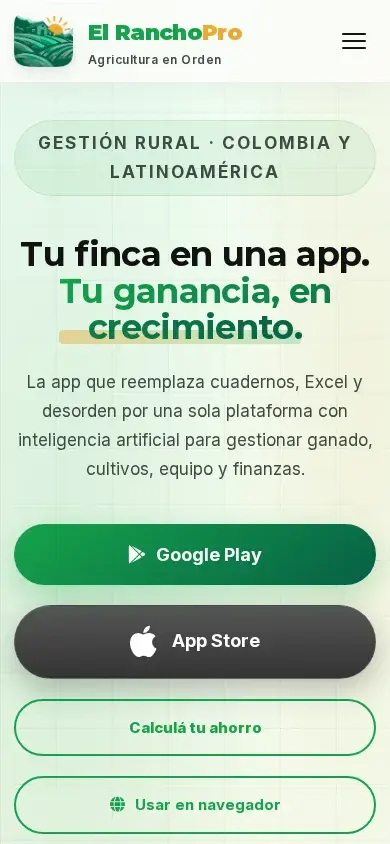El Rancho Pro — vista en celular