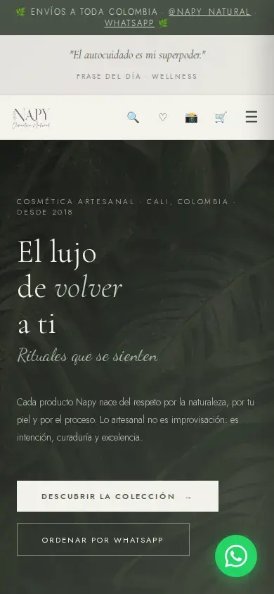 Napy Natural — vista en celular